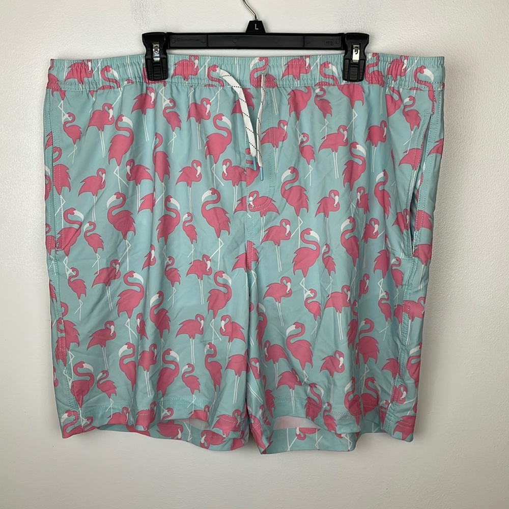 Elysian Swim Shorts Flamingos Print Size XXL Mint Green/Pink
